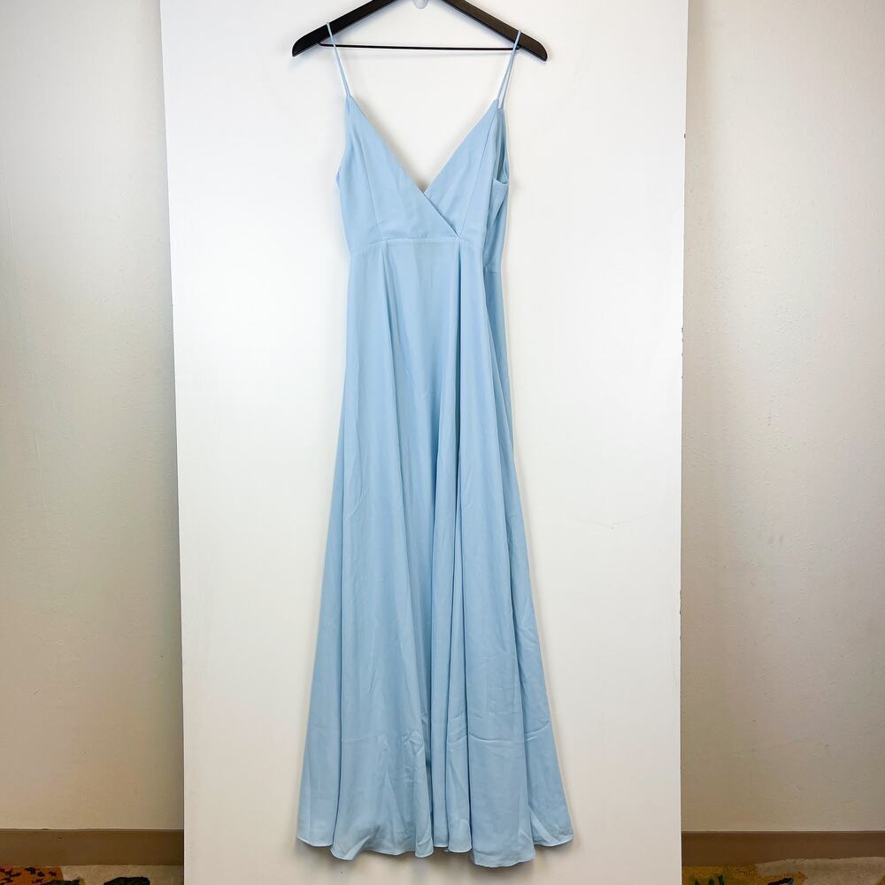 Fame and Partners Maxi Long Wrap Dress Slit Baby Blue Bridesmaid - 0 - Picture 5 of 10